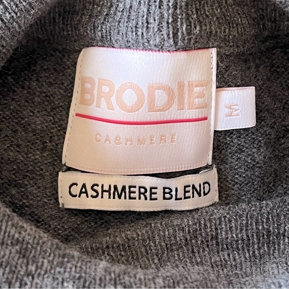 Brodie Cashmere Wool blend Gray Lurex Bow Mock Neck Sweater size M - Picture 3 of 12
